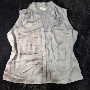 Calvin Klein Chic Gray Silver Foil Leopard Print Tank Sleeveless Blouse - 1X